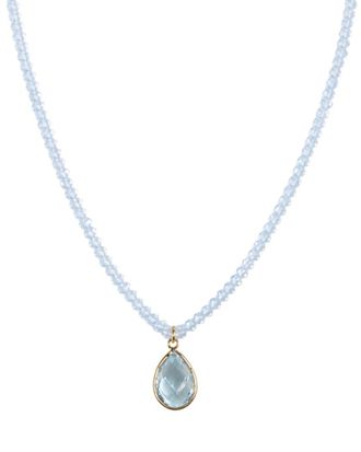 Jewelmak 14K Blue Topaz Necklace