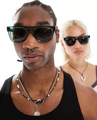 Ray-Ban Occhiali da sole squadrati in acetato verde trasparente