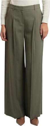 HUGO BOSS Tiana Pinstripe Broeken - Dames - Wijde Broeken - Groen - L - Polyester - Broeken