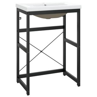 Berkfield Home Bathroom Washbasin Frame with Built-in Basin Black Iron