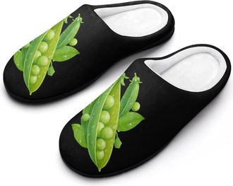 Generic Pea Leaves Slippers Men Winter Warm Cotton Anti-Slip Indoor Slip-Ons House Shoes