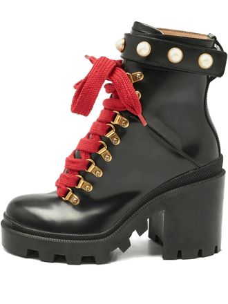 Gucci lace-up block-heel ankle boot - Black