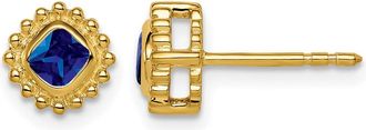 Diamond2Deal 14k Yellow Gold Cushion Sapphire Stud Earrings