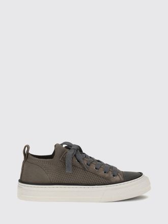 Brunello Cucinelli Sneakers in pelle e maglia crochet con monile