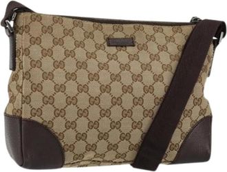 Gucci Pre-owned Cross Body Bags, female, Beige, Size: ONE SIZE Pre-owned Vintage Canvas Cross Body Bag