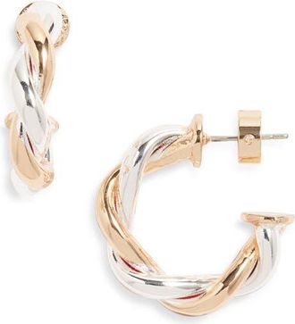 Nordstrom Two-Tone Twist Hoops in Gold- Silver at Nordstrom