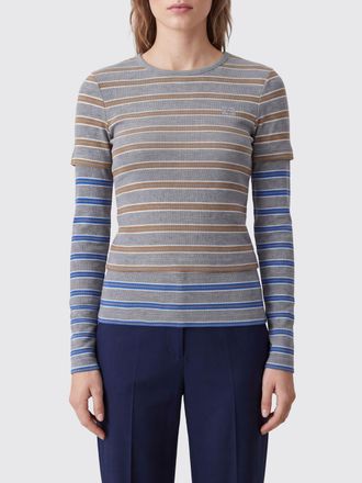 Ganni Striped Cotton Long-Sleeved T-shirt with Embroidered Logo