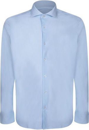 Dell'Oglio Wit Gestreept Business Casual Overhemd - Heren - Casual Overhemden - Blauw - M - Overhemden