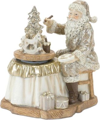 Melrose International Set Of 2 Santa With Spinning Christmas Tree