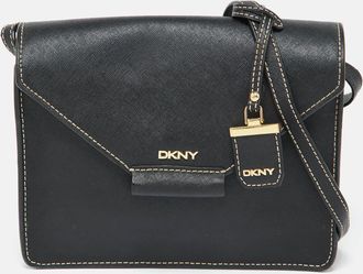 DKNY Dkny Black Leather Envelope Flap Shoulder Bag