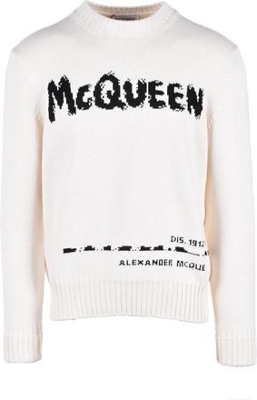 Alexander McQueen Katoenen Gebreide Trui - Heren - Ronde hals truien - Wit - 2XS - Katoen - Truien & Vesten