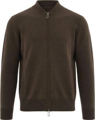 Paolo Pecora Brown Minimalist Zip-Up Knit Jacket