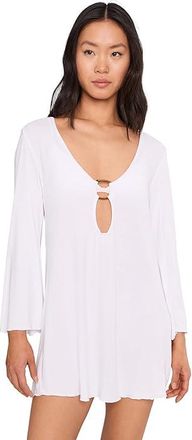 BECCA by Rebecca Virtue Beach To Bbq Gold Buckle Tunic Womens Swimwear White : SM, Rayon/Spandex
