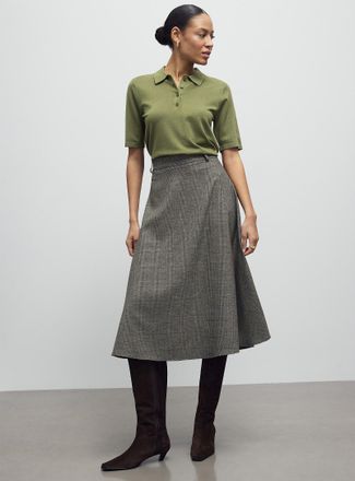 Contemporaine Womens Flared tweed midi skirt