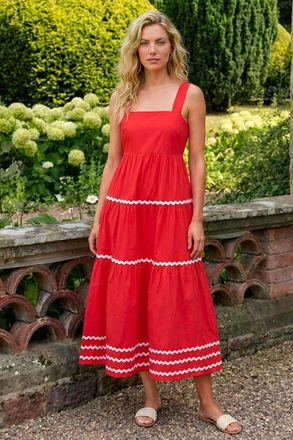 Roman Ric Rac Tiered Midi Dress