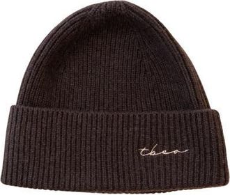 TBCo Cashmere & Merino Ribbed Beanie in Chocolate at Nordstrom
