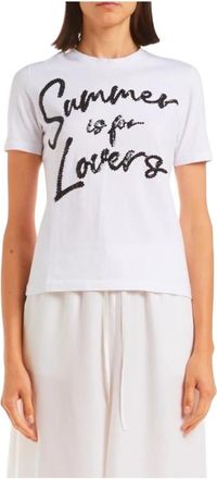 P.A.R.O.S.H. T-shirt met pailletten - Dames - T-shirts - Wit - L - Pailletten - Tops