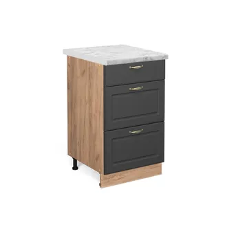 Vicco Mueble Bajo De Cocina Fame-line, Antracita-oro, 50 Cm, Et M&aacute;rmol