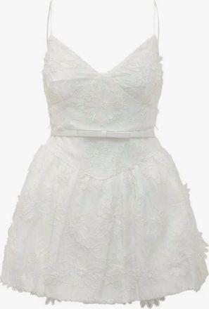 Self Portrait Womens Floral Applique Mini Dress In White