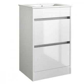 Urban Bathroom 2-Drawer Floor Standing Vanity Unit With Basin 500mm Wide - White - (urban) - (brassware Not Included)
