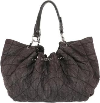 Chanel Pre-owned Denim chanel-bags - Dames - Vintage Schoudertas - Bruin - ONE Size - Denim - Vintage
