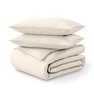 Bare Home 400 Thread Count Organic Cotton Sateen Duvet Cover and Sham Set in French Beige at Nordstrom, Size King