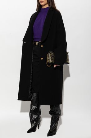 Versace Wool Coat, Womens, Black