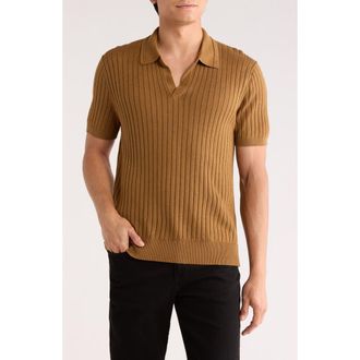 Bonobos Rib Knit Polo in Medium Brown Linen at Nordstrom Rack, Size Xx-Large