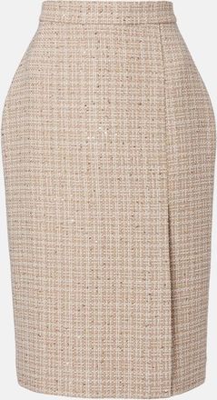 Elie Saab Gonna midi in tweed con paillettes a quadri