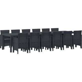 vidaXL Conjunto De Comedor De Jard&iacute;n 13 Pcs Antracita Ratan Polt Vidaxl