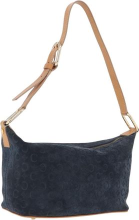 Celine C Macadam Shoulder Suede Navy Suede Handbag (Pre-Owned)