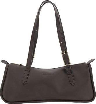 Longchamp Brown Shoulder Bag With Two Top Handles With Buckles In Leather Woman