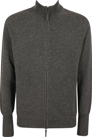 Ballantyne Fitted Cashmere Cardigan with Double Slider Zip Closure