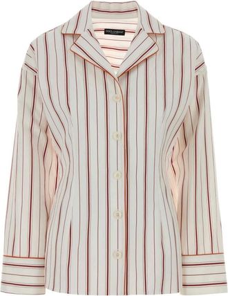 Dolce & Gabbana Shirts, female, White, Size: S Striped Poplin Shirt
