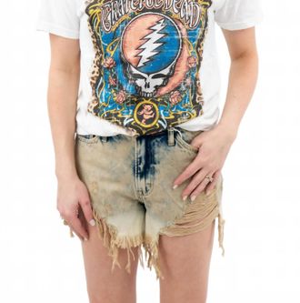 Flying Monkey Sienna Super High-Rise Distressed Shorts In Khaki Washed