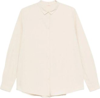 Apuntob P1895 Overhemd met Lange Mouwen en Knopen - Dames - Casual Overhemden - Beige - M - Katoen - Overhemden