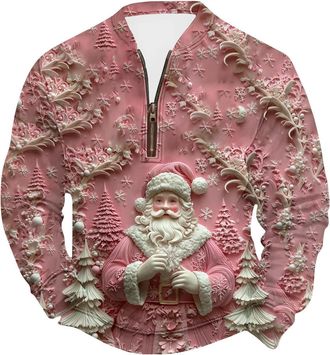 Generic Christmas Jumpers for Men Novelty Oversized Funny Santa Claus Christmas Sweatshirt Reindeer Nordic Xmas Jumpers 3D Print Graphic Pullover Sweaters Hol