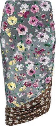 The Attico Ruched Patchwork Midi Skirt - Womens - Elastane/Viscose