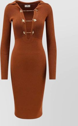Elisabetta Franchi v-neck long-sleeve midi knitted dress