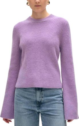 White + Warren Fluted Sleeve Sweater In Purple Haze