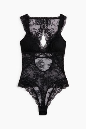 H&M Tangabody aus Spitze mit wattierten Cups - Schwarz