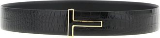 Tom Ford Black Reversible Textured Belt