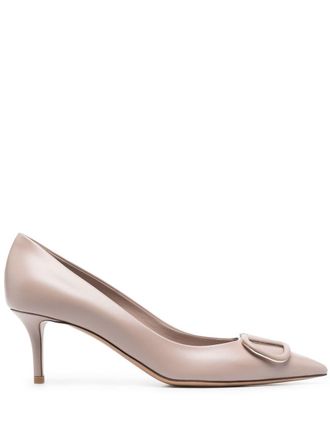 Valentino Garavani 75mm VLogo Signature leather pumps - Neutrals