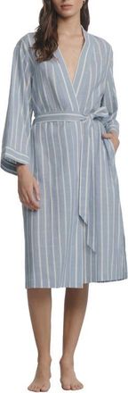 Eberjey Nautico Stripe Robe in Classic Stp Slate Blue/Ivory at Nordstrom, Size X-Small