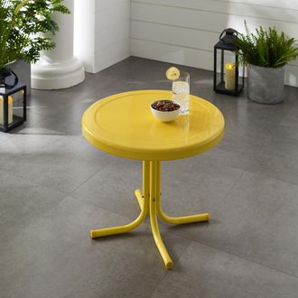 Crosley Furniture Griffith Outdoor Metal Side Table Bright Yellow Gloss