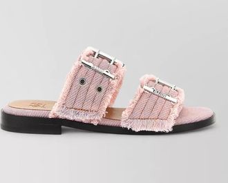 Ganni denim fringed sandals