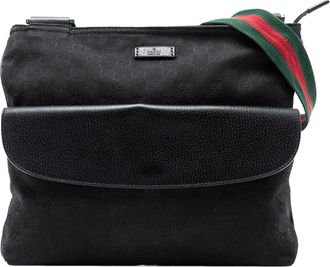 Gucci Womens Pre-owned Gg Canvas Web Crossbody - Black Textile - One Size