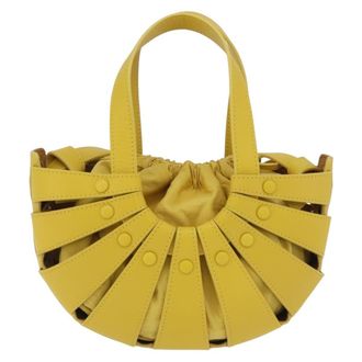 Bottega Veneta Shell Leather Yellow Leather Handbag (Pre-Owned)