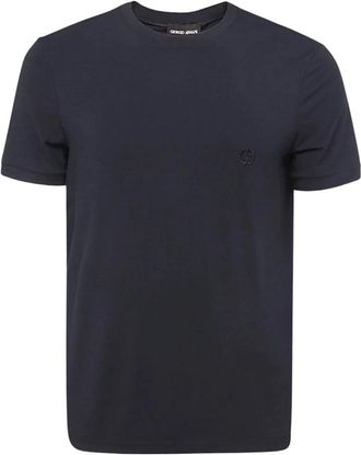 Giorgio Armani Blauwe Viscose Stretch T-shirt en Polo - Heren - T-shirts - Blauw - M - Tops