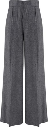 SA SU PHI Grey Tailored Wide-Leg Wool-Cashmere Formal Pants